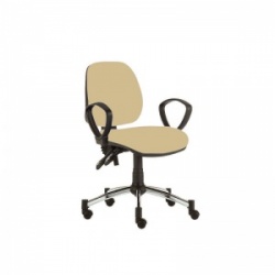 Sunflower Medical Beige Mid-Back Twin-Lever Intervene Consultation Chair with Armrests and Chrome Base