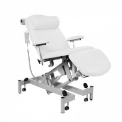 Sunflower Medical White Fusion Electric Height Treatment Chair with Single Foot Section and Tilting Seat