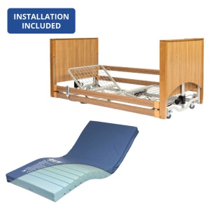 Alerta Lomond Ultra-Low Oak Profiling Bed and Sensaflex 500 Medium Risk Mattress Bundle