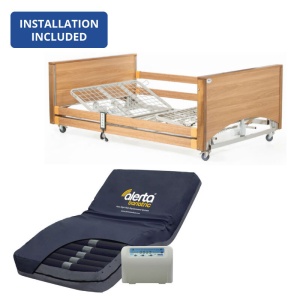 Alerta Lomond Bariatric Low Oak Profiling Bed and Very High Risk Mattress Bundle