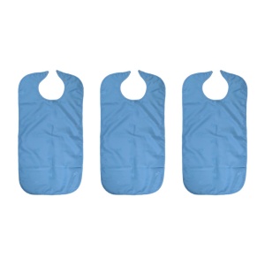 Pack of Three Dignified Adult Apron Clothing Protectors (Blue)