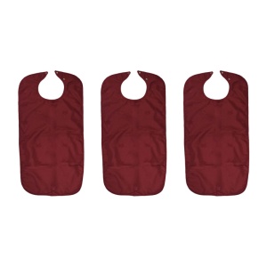 Pack of Three Dignified Adult Apron Clothing Protectors (Maroon)