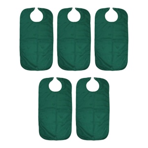 Pack of Five Dignified Adult Apron Clothing Protectors (Green)