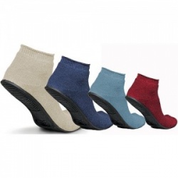36 Wholesale Yacht & Smith Assorted Colors Rubber Grip Bottom Cotton  Slipper Socks With Terry Cushion Sole