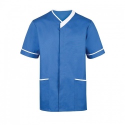 Homecare Medical  Homecare Skyblue Tunic with Collar & Navy Trim