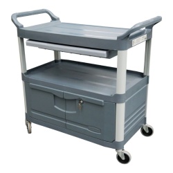 Rubbermaid X-Tra Healthcare Trolley with Drawer and Cabinet (FG409400GRAY)