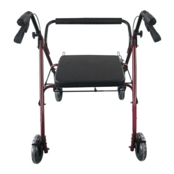 Coopers Extra Heavy Duty Red Four-Wheel Bariatric Rollator with Seat