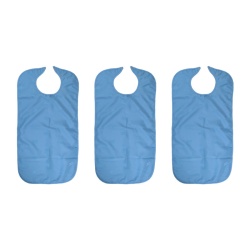 Pack of Three Dignified Adult Apron Clothing Protectors (Blue)