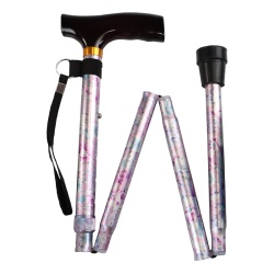 Drive Medical Blossom Red Patterned Folding Walking Cane with Strap