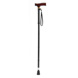 Homecraft Black Height-Adjustable Folding Walking Stick with Flexyfoot Ferrule