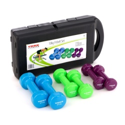 York Fitbell Easy-Grip Vinyl Dumbbell Set with Case